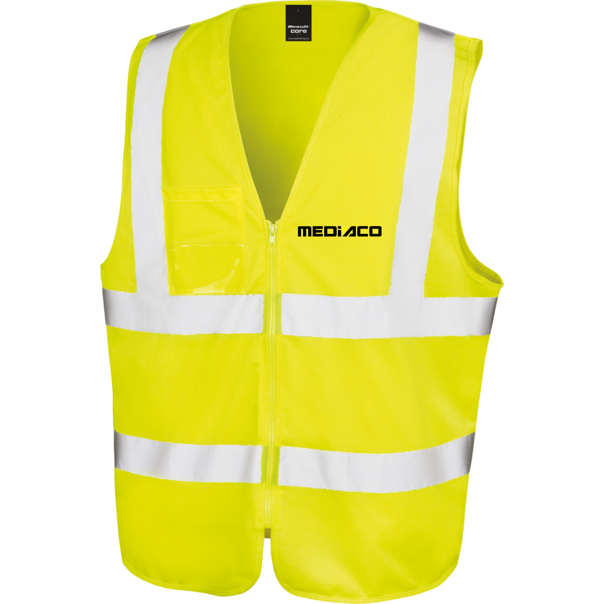 Gilet HV zippé jaune avec logo "MEDIACO" - V7681
