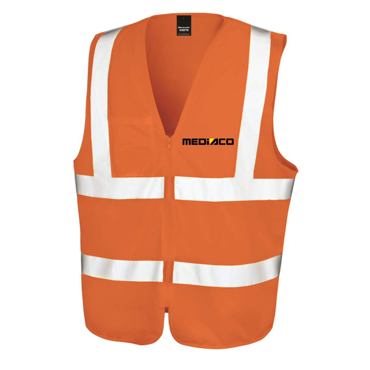 Gilet HV zippé orange avec logo "MEDIACO" - V7685