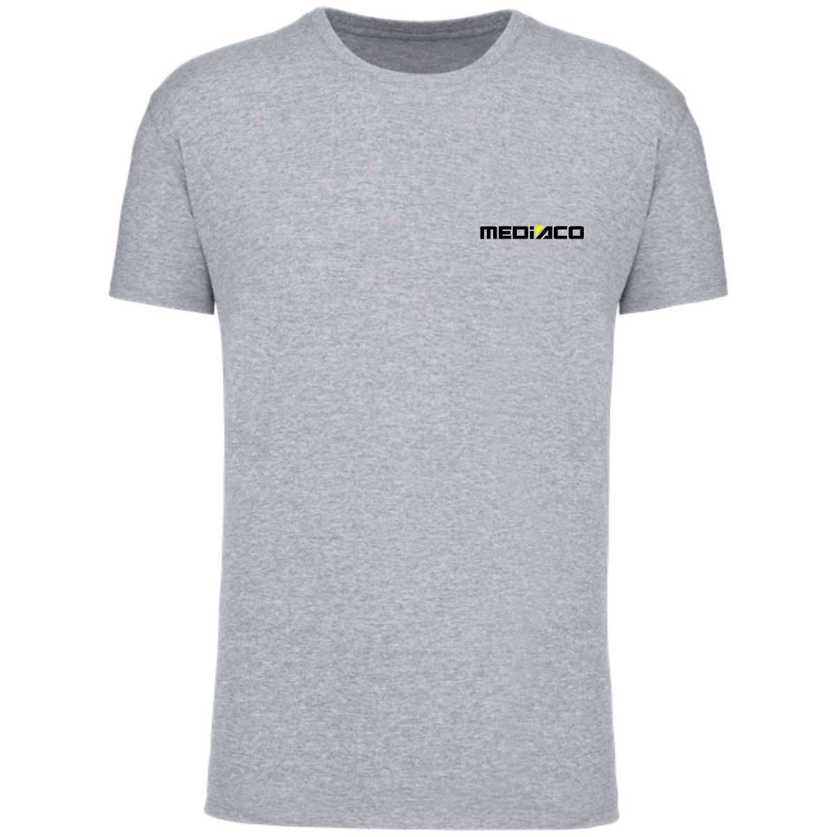 Tee shirt Bio col rond oxford grey avec logo "MEDIACO" - V7579