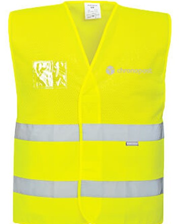 GIilet HV meshair avec porte-badge et marquage "CHRONOPOST" - V9089