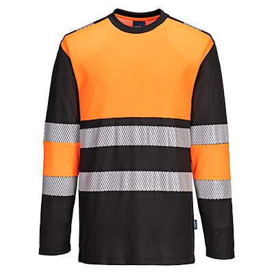 Tee shirt ML HV orange/noir Classe 1 - V8077